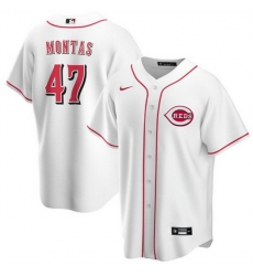 Men Cincinnati Reds 47 Frankie Montas White Cool Base Stitched Baseball Jersey