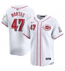 Men Cincinnati Reds 47 Frankie Montas White Home Limited Stitched Baseball Jersey