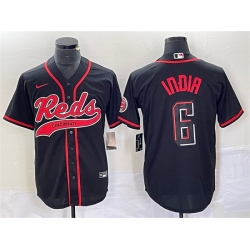 Men Cincinnati Reds 6 Jonathan India Black Cool Base Stitched Baseball Jersey