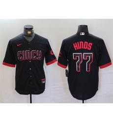 Men Cincinnati Reds 77 Rece Hinds Black 2023 City Connect Cool Base Stitched Baseball Jersey