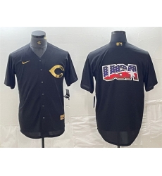 Men Cincinnati Reds Black Team Big Logo Cool Base Stitched Baseball Jersey