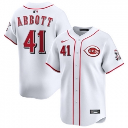 Men Cincinnati Reds Nike White Home Limited Custom Jersey Abbott Andrew 41