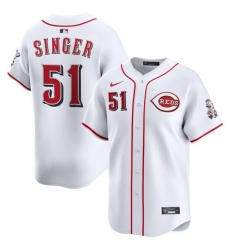Men Cincinnati Reds Nike White Home Limited Custom Jersey Singer Brady 51