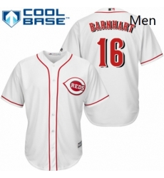 Mens Majestic Cincinnati Reds 16 Tucker Barnhart Replica White Home Cool Base MLB Jersey 