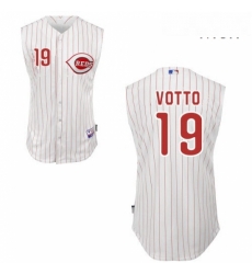 Mens Majestic Cincinnati Reds 19 Joey Votto Authentic White Vest Style MLB Jersey