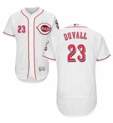 Mens Majestic Cincinnati Reds 23 Adam Duvall White Home Flex Base Authentic Collection MLB Jersey