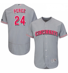 Mens Majestic Cincinnati Reds 24 Tony Perez Grey Flexbase Authentic Collection MLB Jersey