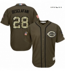 Mens Majestic Cincinnati Reds 28 Anthony DeSclafani Replica Green Salute to Service MLB Jersey