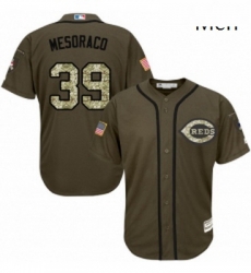 Mens Majestic Cincinnati Reds 39 Devin Mesoraco Replica Green Salute to Service MLB Jersey