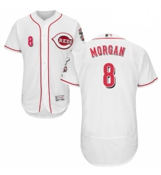 Mens Majestic Cincinnati Reds 8 Joe Morgan White Home Flex Base Authentic Collection MLB Jersey