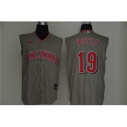 Reds 19 Joey Votto Gray Nike Cool Base Sleeveless Jersey