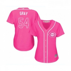 Womens Cincinnati Reds 54 Sonny Gray Replica Pink Fashion Cool Base Baseball Jersey 