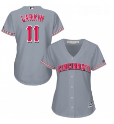 Womens Majestic Cincinnati Reds 11 Barry Larkin Authentic Grey Road Cool Base MLB Jersey