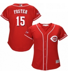 Womens Majestic Cincinnati Reds 15 George Foster Replica Red Alternate Cool Base MLB Jersey 