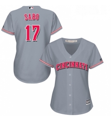 Womens Majestic Cincinnati Reds 17 Chris Sabo Replica Grey Road Cool Base MLB Jersey