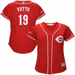 Womens Majestic Cincinnati Reds 19 Joey Votto Replica Red Alternate Cool Base MLB Jersey