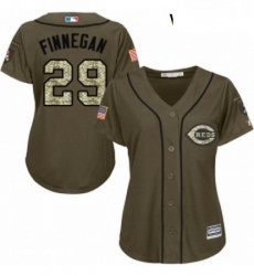 Womens Majestic Cincinnati Reds 29 Brandon Finnegan Replica Green Salute to Service MLB Jersey