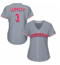 Womens Majestic Cincinnati Reds 3 Scooter Gennett Authentic Grey Road Cool Base MLB Jersey 