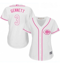 Womens Majestic Cincinnati Reds 3 Scooter Gennett Authentic White Fashion Cool Base MLB Jersey 