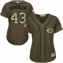 Womens Majestic Cincinnati Reds 43 Scott Schebler Authentic Green Salute to Service MLB Jersey 