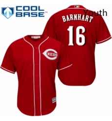 Youth Majestic Cincinnati Reds 16 Tucker Barnhart Authentic Red Alternate Cool Base MLB Jersey 