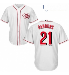 Youth Majestic Cincinnati Reds 21 Reggie Sanders Authentic White Home Cool Base MLB Jersey