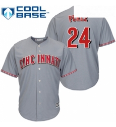 Youth Majestic Cincinnati Reds 24 Tony Perez Authentic Grey Road Cool Base MLB Jersey