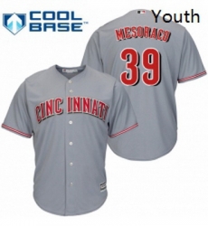 Youth Majestic Cincinnati Reds 39 Devin Mesoraco Replica Grey Road Cool Base MLB Jersey