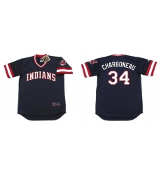 Indians 34 Joe Charboneau Black 1980 Throwback Cool Base Jersey