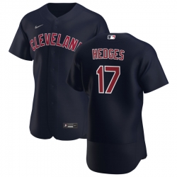 Men Cleveland Indians 17 Austin Hedges Men Nike Navy Alternate 2020 Flex Base Player MLB Jersey