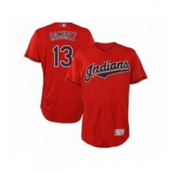 Mens Cleveland Indians 13 Hanley Ramirez Scarlet Alternate Flex Base Authentic Collection Baseball Jersey