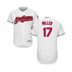 Mens Cleveland Indians 17 Brad Miller White Home Flex Base Authentic Collection Baseball Jersey