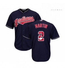 Mens Cleveland Indians 2 Leonys Martin Authentic Navy Blue Team Logo Fashion Cool Base Baseball Jersey 