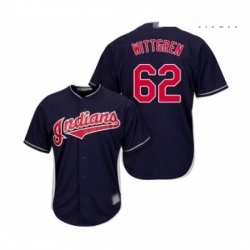 Mens Cleveland Indians 62 Nick Wittgren Replica Navy Blue Alternate 1 Cool Base Baseball Jersey 