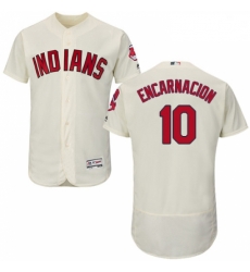 Mens Majestic Cleveland Indians 10 Edwin Encarnacion Cream Flexbase Authentic Collection MLB Jersey