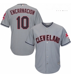 Mens Majestic Cleveland Indians 10 Edwin Encarnacion Replica Grey Road Cool Base MLB Jersey