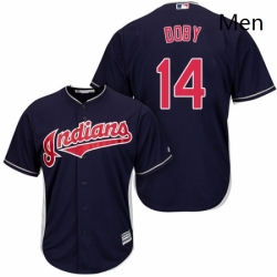 Mens Majestic Cleveland Indians 14 Larry Doby Replica Navy Blue Alternate 1 Cool Base MLB Jersey