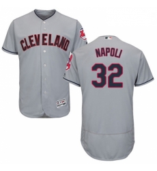 Mens Majestic Cleveland Indians 32 Mike Napoli Grey Road Flex Base Authentic Collection MLB Jersey