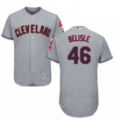 Mens Majestic Cleveland Indians 46 Matt Belisle Grey Road Flex Base Authentic Collection MLB Jersey