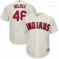 Mens Majestic Cleveland Indians 46 Matt Belisle Replica Cream Alternate 2 Cool Base MLB Jersey 