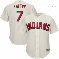 Mens Majestic Cleveland Indians 7 Kenny Lofton Replica Cream Alternate 2 Cool Base MLB Jersey