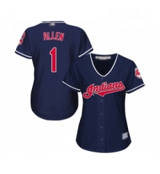 Womens Cleveland Indians 1 Greg Allen Replica Navy Blue Alternate 1 Cool Base Baseball Jersey 