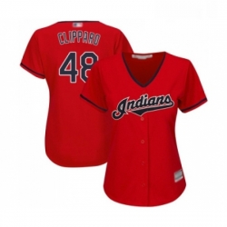 Womens Cleveland Indians 48 Tyler Clippard Replica Scarlet Alternate 2 Cool Base Baseball Jersey 