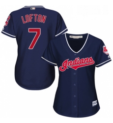 Womens Majestic Cleveland Indians 7 Kenny Lofton Replica Navy Blue Alternate 1 Cool Base MLB Jersey