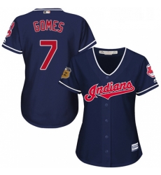 Womens Majestic Cleveland Indians 7 Yan Gomes Authentic Navy Blue Alternate 1 Cool Base MLB Jersey