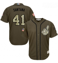 Indians #41 Carlos Santana Green Salute to Service Stitched Youth Baseball Jersey