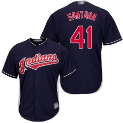 Indians #41 Carlos Santana Navy Blue Alternate Stitched Youth Baseball Jersey