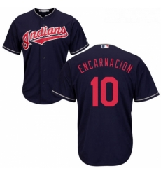 Youth Majestic Cleveland Indians 10 Edwin Encarnacion Replica Navy Blue Alternate 1 Cool Base MLB Jersey