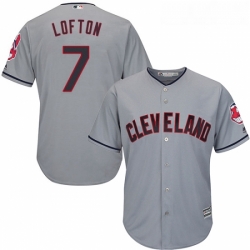 Youth Majestic Cleveland Indians 7 Kenny Lofton Authentic Grey Road Cool Base MLB Jersey