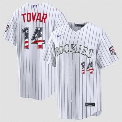 Men Colorado Rockies  14 Ezequiel Tovar White 2026 USA 250 Fourth of July Home Stitched Baseball Jersey